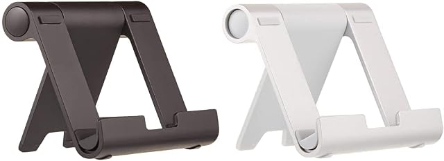 Amazon Basics Multi-Angle Portable Stand for Tablets, E-readers and Phones - Black & Multi-Angle Portable Stand for Tablets, E-readers and Phones - Silver