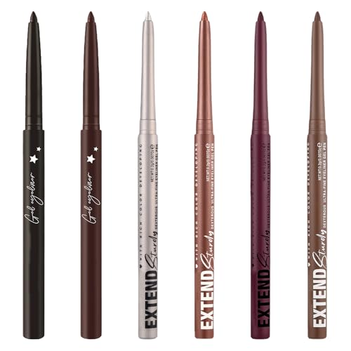 6 Stück Kajal Wasserfest, Metallic Eyeliner Glitzer, Kajalstifte, Hohe Farbwiedergabe, Schnelltrocknend, Langanhaltend und Wischfest, Geeignet für das tägliche Make-up von Frauen