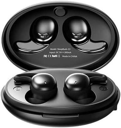 Headphones Sleep Earbuds Bluetooth Wireless Mini Invisible Semi-in-Ear Headphones Lightweight,Double Noise Cancellation Sleep Earplugs for Side Sleepers with Charging Case, Black