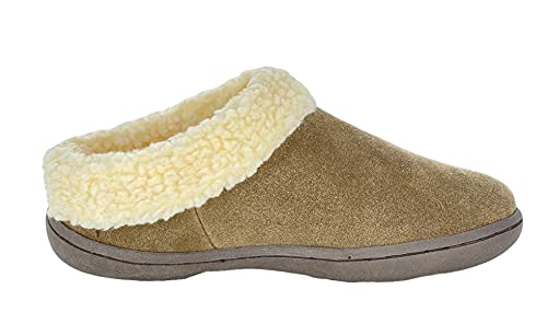 Clarks Womens Slipper Suede Leather With Faux Sherpa Collar JMH1894 - Plush Memory Foam Footbed - Indoor Outdoor House Slippers For Women3