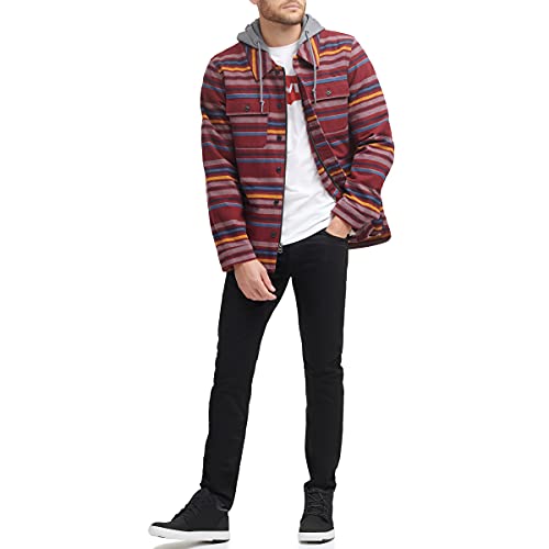 Image of Levi's mens Plaid Sherpa Lined Hooded Shirt Jacket (Regular & Big & Tall Sizes)