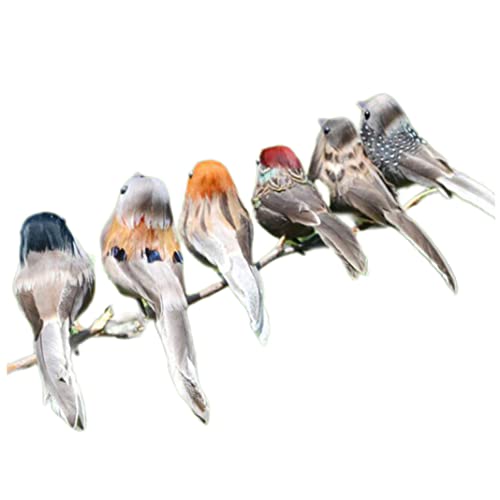Künstliche Federvögel Farbenfrohe Clip Auf Gefälschten Schaumvögeln Gartenvogel -figuren Ornamentiert 6pcs, Clip Auf Schaumvögeln, Dekorative Vögel Figuren, Kleine Vogelfiguren Cover