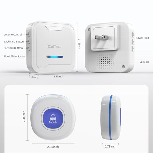 Image of CallToU Wireless Caregiver Pager System, 500+ ft Range, Plug-in Receiver & Waterproof Call Button, Nurse Alert Emergency Call Button for Elderly, Home & Patient Care, Expandable Assist Call System