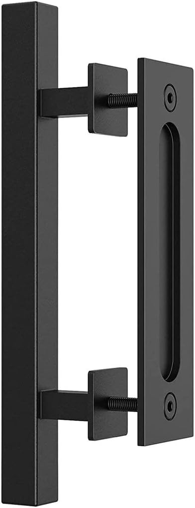 Heavy Duty 12" Pull and Flush Barn Door Handle Set Square of Stainless Steel Surface Treatment