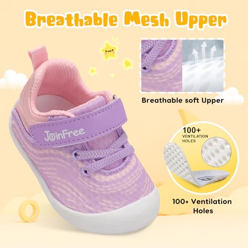 Joinfree Baby Shoes Boys Girls Breathable Infant Sneakers Non-Slip Rubber Sole Toddler Crib First Walker Shoes Tennis Running Pinkpurple 21-24 Months thumb #1