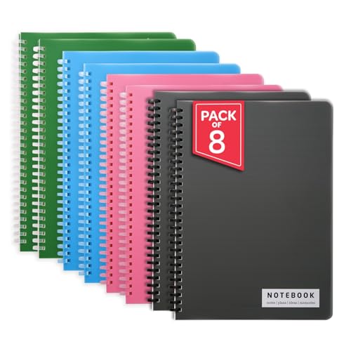 Image of DOODLE B5 Soft Ring Spiral Ruled Notebook (Pack of 8) | 160 Pages, 80 GSM Paper | School, College & Office Composition Notebook for Writing, Journaling, Planning & Notes