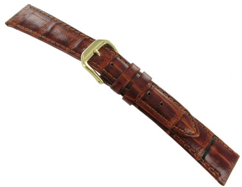 Milano Watchbands 19mm Kreisler Honey Tan Bamboo Alligator Grain Leather Mens Band Regular