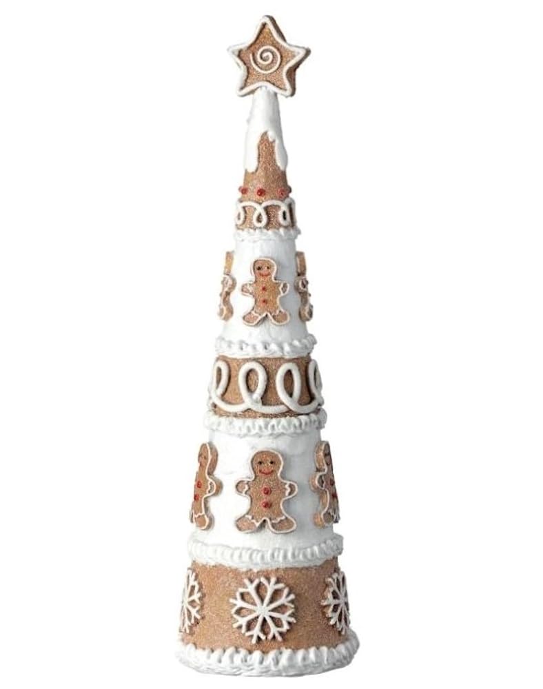 The Bridge Collection Mattierte Lebkuchen-Keksbaum-Figur – dekorative Tischfigur für Urlaubsdekoration – Lebkuchenkegel-Baum-Figur für Weihnachtsdekoration