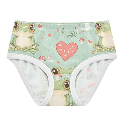 Wusikd Cute Frog Heart Girls' Underwear Cotton Mushrooms Girls Briefs Soft Toddler Underwear 2T