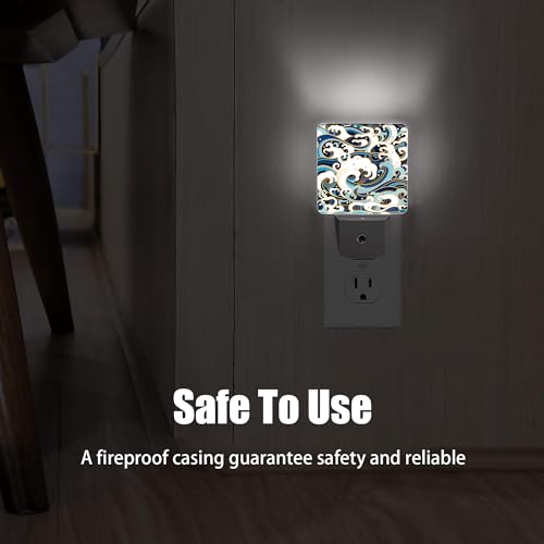 Image of Vintage Sea Waves Dusk to Dawn Night Light, Auto Sensor Lamp Home Indoor Stairway Kitchen Corridor, Night Lights Plug into Wall Decor, Boys Girls Women Men Room Gifts