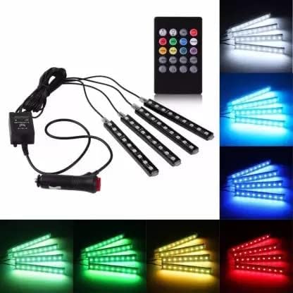 Shopping24Mart Atmosphere Lights Car LED Strip Light 4pcs 48 LED DC 12V Multicolor Music Car Interior Light LED Under Dash Lighting Kit with Sound Active Function and Wireless Remote Control Car