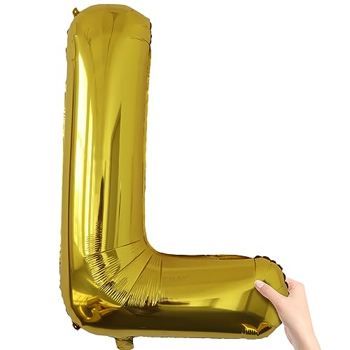 Image of Letter Balloons Gold Party Balloon - 40 Inch Large Gold Letter L Balloon, Letter Balloon Birthday Decorations, Balloon for Women Men Anniversary Party Decorations Supplies