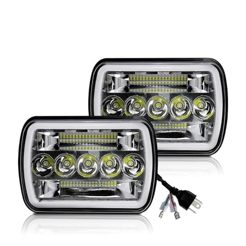 Phares LED carrés anti-éblouissement pour Jeep Wrangler YJ feu circulation diurne DRL 6x7