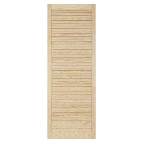 Puerta Louvre de madera de pino – ventilación abierta – lista para pintar – puerta de armario, armario con listones – diferentes tamaños – 1406 mm x 494 mm (H x l)