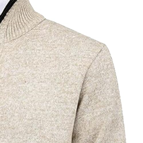 JEShifangjiusu Men'S Full Zipper Cardigan Slim Fit Cable Knitted Button Sweater Lightweight Casual Stand Collar With Pockets3