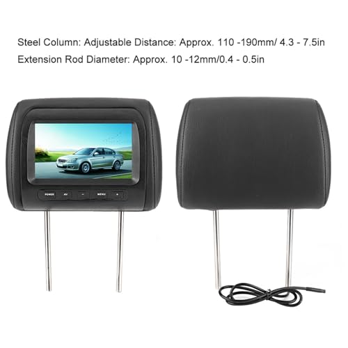 Pocreation POCREATIONAV15KMQC49331 Headrest Display, Dual Headrest Screen Black 2Pcs 7 In Control Adjustable Headrest Lcd Video Player Mp5 Display thumb #3