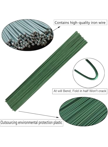 Image of Little Blooms Green Coated Stem Wire for DIY Flower Making - Friendly Flower Making Materials and Flower Stick Essentials, Perfect for Craft Projects (50pcs Wire & 2pcs Green tape)