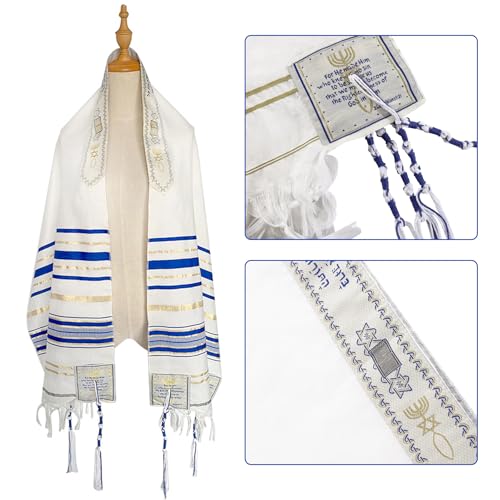 Tallit Prayer Shawl with Bag, Soft Fabric 70"x 20" Tallit Prayer Cloth Israel for Men & Women2