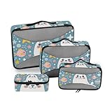 Lot de 4 cubes de rangement pour bagages pour voyage : 4 cubes d'emballage, taille XS (23,4 x 9,9 x 7,9 cm), petit (29 x 16,2 x 8,4 cm), moyen (14 x 10 x 3,3 cm), grand (17,9 x 13 x 3,5 cm)