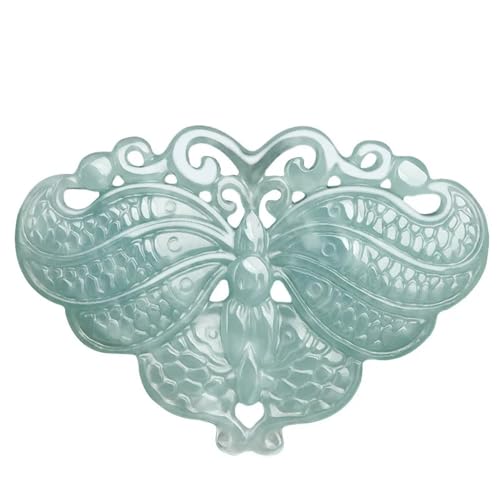 Collier papillon en jade bleu naturel sculpté main pour une élégance intemporelle