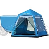 SUV Tent for Camping Double Layer PU3000mm Waterproof Car Camping Tent 6 Person Pop Up Tent with Rainfly and Storage Bag，Weather Resistant SUV Tailgate Tent，Blue 10'H x 8'L x 7.2'W