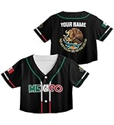AOVL Custom Mexico Crop Top Baseball Jersey Mexican Jersey for Women Mexico Crop Top for Women Ba...