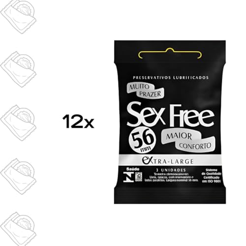 Preservativo Lubrificado Extra-Grande 56mm Sex Free 12 pacotes x3un