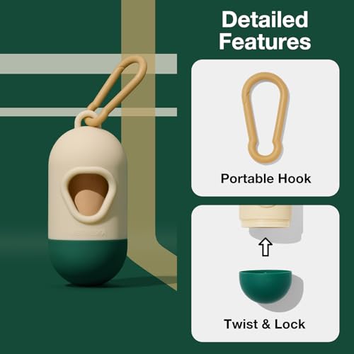Image of VETRESKA Dog Poop Bag with Dispenser, Leak Proof and Extra Thick Pet Waste Bags for Dog Walking and Cat Litter, Sandalwood & Almond Scented, 105 Count
