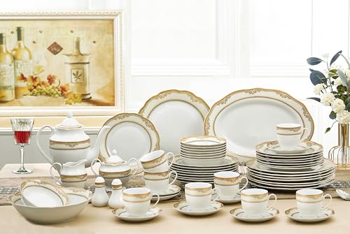 Lorenzo Import Isabella 57-Piece Wavy Porcelain Dinnerware Set - Thumbnail 3