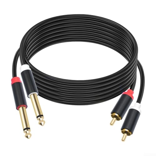 Câble audio RCA vers 6,35 mm, double mâle vers double pour TS, noyau OFC blindé, connecteurs plaqués or, boîtier en métal, pour mixeur lecteur CD (3 mètres)
