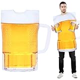 Mepase Oktoberfest Beer Mug Costume for Adult Men Oktoberfest Alcohol Beer Glass Outfits Bier Halloween German Cosplay October Party Decoration (Classic)