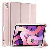 SIWENGDE Compatible for iPad Air 4 Case 2020 with Pencil Holder, iPad Air 4th Generation Case [Supports Pencil 2nd Gen Charging] Shockproof Smart Shell iPad 10.9 Inch Stand Cover (Pink)