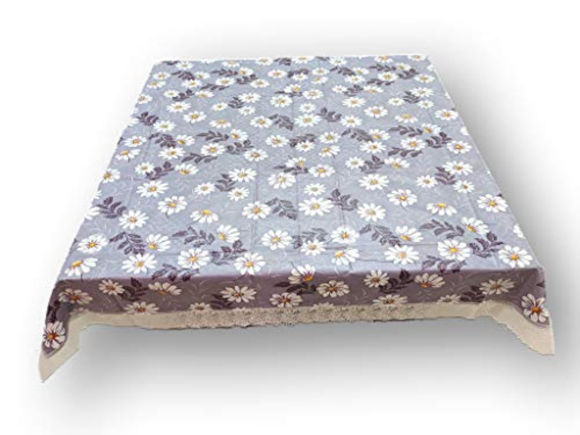 Blue Flower Design PVC Printed Centre Table Cover, 40x60 Inches