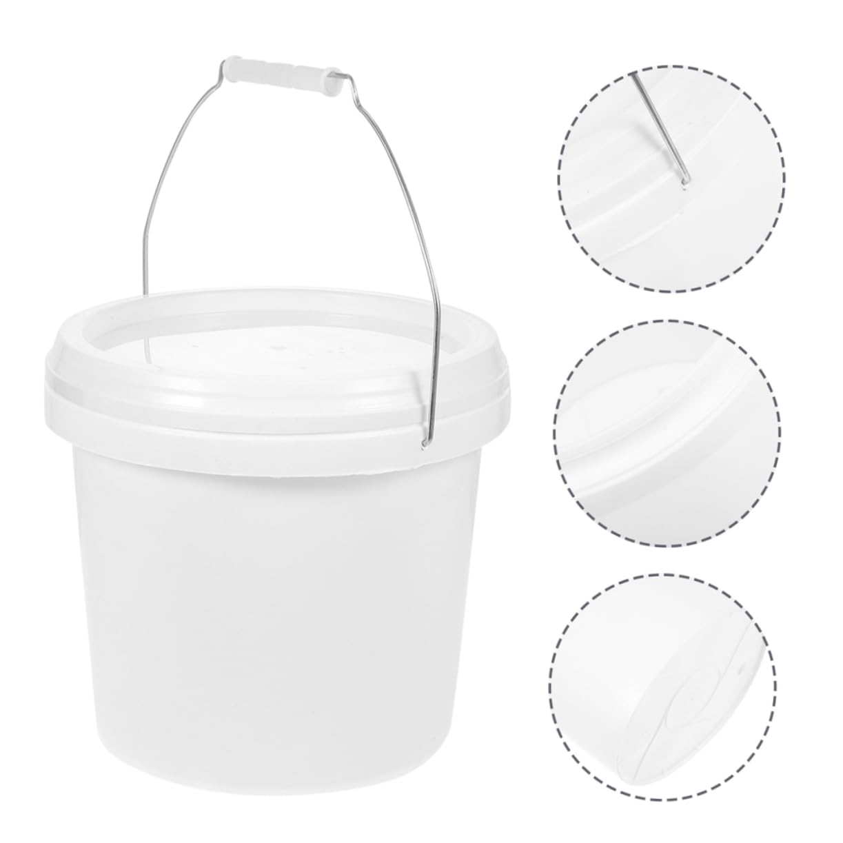 GARVALON Secchio da 8 Litri in Abs Bianco, Secchio per Vernice da 270.54 Once Coperchio, Contenitore per Pittura e Prodotti Chimici