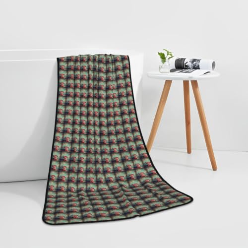 Toalla de baño de terciopelo coral ultra absorbente y suave con estampado retro 7