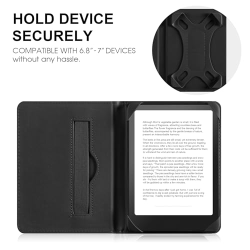 Image of HoYiXi Universal Case for 6.8 Inch 7 Inch Kindle eReaders Compatible with Paperwhite /Kobo /BOOX T68 /iReader Ocean,6.8-7 inch eReaders Protective Case Cover Elastic Rope,Black