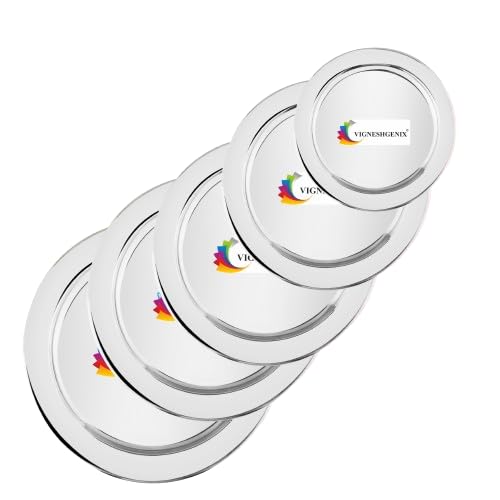 Image of Stainless Steel Heavy Gauge Ciba /Lids /Tope Cover Set of 5 Pcs (Size - 13Cm, 14.4Cm, Cm, 17Cm, 18Cm, 19.cm), Silver