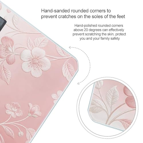 Báscula digital rosa y blanca para cuerpo, con pantalla LCD grande miniatura 4