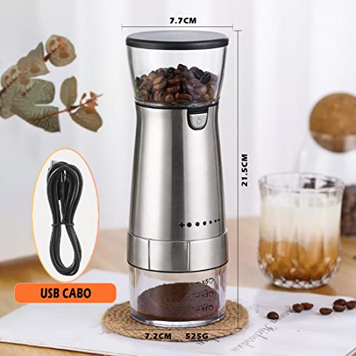Iruihoo Moedor de café elétrico, Aço inoxidável automático portátil moedor de grãos de cafe, ajustáv
