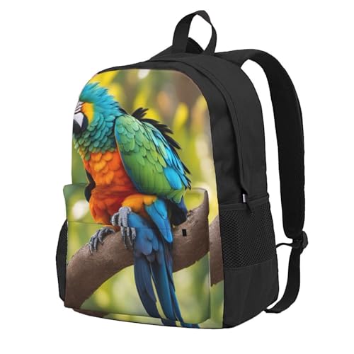 Sac à dos adulte imprimé plumes de perroquet résistant à l'eau pour le plein air