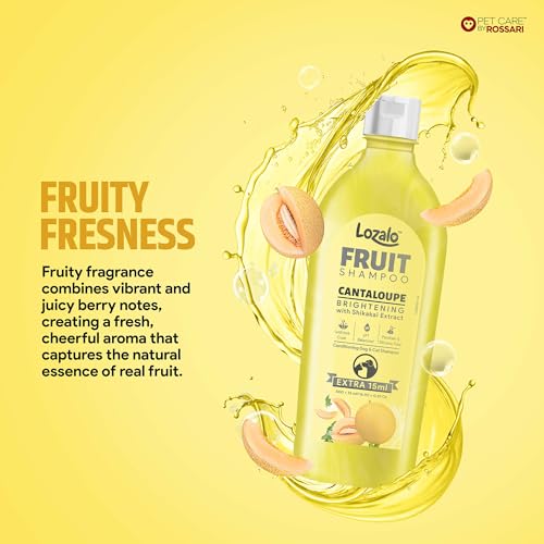 Image of Lozalo Brightening Fruit Pet Shampoo 400 ml, Combo Pack of 2x200ml, Cantaloupe, pH Balanced, Paraben Free Conditioning Shampoo for Dogs & Cats of All Breeds, with Shikakai Extract