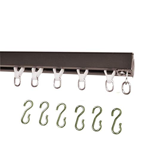 Ceiling Curtain Track Set with Wheeled Carriers and Hooks (4'-Bronze)