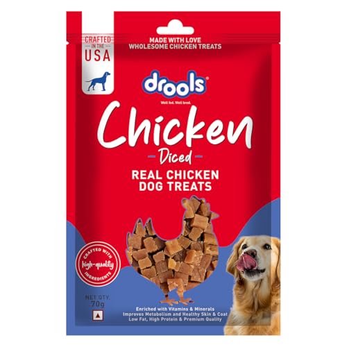 Image of Drools Puppy & Adult Diced Dog Treats 70g | Real Chicken Flavour | Rich in Protein | No Artificial Preservatives | Best for Training & Bonding