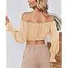 MIRACMODA-Womens-Elegant-Off-The-Shoulder-Puff-Sleeve-Blouse-Summer-Chiffon-Slim-Fit-Party-Crop-Top MIRACMODA Womens Elegant Off The Shoulder Puff Sleeve Blouse Summer Chiffon Slim Fit Party Crop Top Apricot
