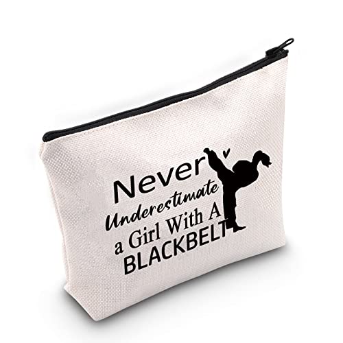 ZJXHPO Karate Lover Survival Kit Never Underestimate a With A Black Belt Makeup Bag With Zipper Black Belt Toiletry Bag Karate Trainer gift (Belt)2
