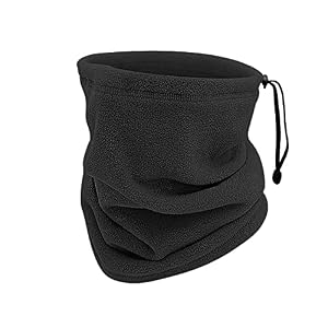 Fleece Neck Warmer Winter Neck Gaiter Ski Tube Scarf Cold Weather Face Cover Thermal Face Mask Windproof Face Covering Black