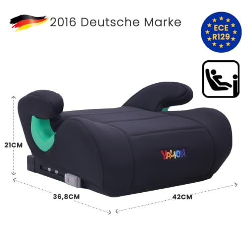 YALION Sitzerhöhung Auto Kinder Kindersitzerhöhung ISOFIX, Schwarz – Ansicht 2