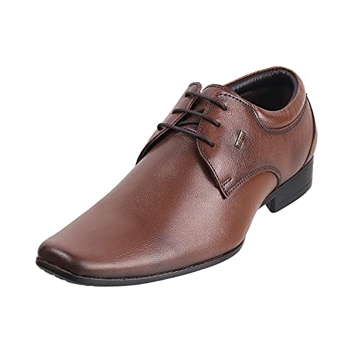 Image of Metro Men's Leather Texture Panel Stylish Lace-up Formal Shoes