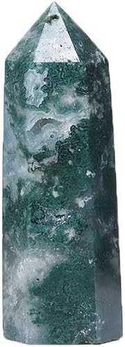 Torre de cristal curativo de ágata acuática de 2.36 a 2.75 pulgadas, ágata verde de agua natural, 6 chakras facetados de un solo punto