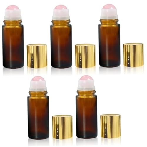 Bouteilles à roulettes en verre quartz rose 50ml flacons rechargeables voyage x5